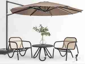 ست میز و صندلی چتر آفتابگیر فضای بیرونی و محوطه برای اسکچاپ