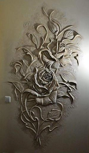 دیوار سه بعدی با طرح گل برجسته