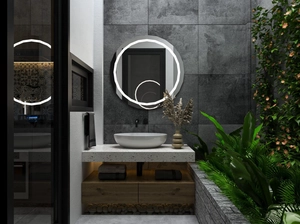 طراحی داخلی نشیمن و آشپزخانه و تراس کوچک برای اسکچاپ