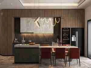 طراحی داخلی اتاق بیلیاررد و فضای ناهارخوری لوکس و شیک برای اسکچاپ