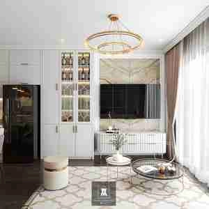 طراحی نشیمن و آشپزخانه مدرن و چشم‌نواز برای اسکچاپ