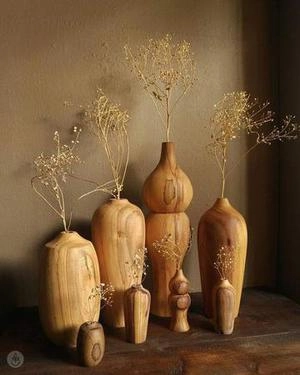 ست گلدان چوبی و گلدان های مینیاتوری
