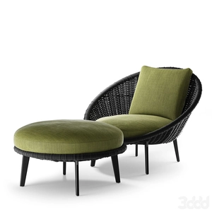 صندلی راحتی Lido Cord با پاف سبز رنگ