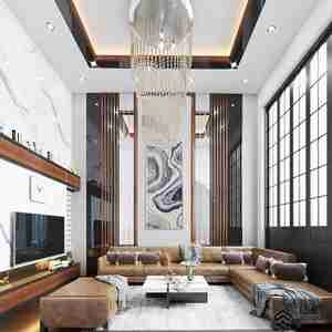 طراحی داخلی نشیمن و تی وی وال برای اسکچاپ