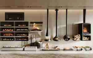 شومینه با دیزاین مدرن آویزن و زمینی