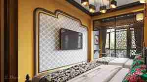 طراحی داخلی اتاق خواب هتلی برای اسکچاپ