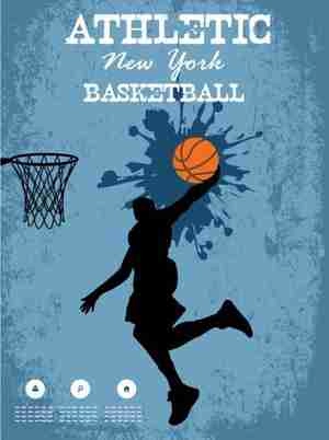 پوستر بسکتبال Basketball poster athlete silhouette grunge