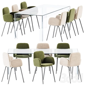میز صندلی ترکیب سبز و سفید