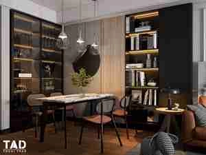 طراحی داخلی فضای نشیمن و آشپزخانه مدرن و لوکس برای اسکچاپ