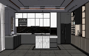 طراحی آشپزخانه‌ای مدرن با ترکیب ظرافت و کارایی برای اسکچاپ