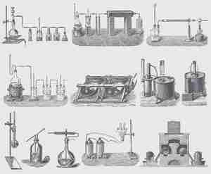 وکتور لوازم آزمایشگاهی Gray Chemistry Tool Illustrations