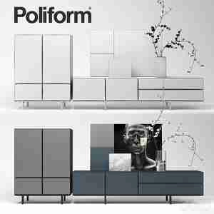 طراحی و اجرای بوفه  ام دی اف رنگ سفید ومشکی  Poliform Pandora Due Storage Unit and Sideboard set
