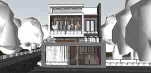 طراحی نما ویلای مسکونی مدرن برای اسکچاپ