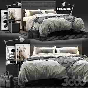 آبجکت تخت خواب  با آباژور ایستاده/عسلی  IKEA OPPLAND Bed