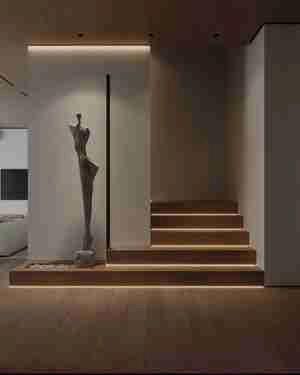 صحنه داخلی مدرن با استفاده از متریال چوب