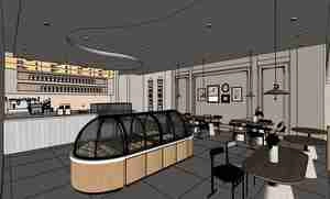 طراحی داخلی فضای شیرینی پزی و کافی شاپ برای اسکچاپ