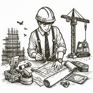 مهندس و لوازم مهندسی برای بک گراند با تم خط