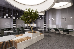 طراحی داخلی کافی شاپ و کافه کتاب برای اسکچاپ