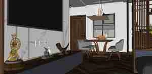 طراحی داخلی فضای نشیمن با تم چوب برای اسکچاپ