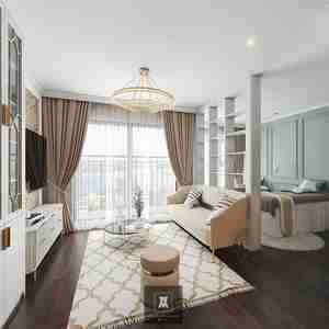 طراحی نشیمن و آشپزخانه مدرن و چشم‌نواز برای اسکچاپ