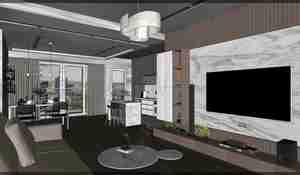 طراحی داخلی واحد مسکونی مدرن برای اسکچاپ