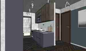 طراحی مدرن و مینیمال در فضای نشیمن و غذاخوری برای اسکچاپ