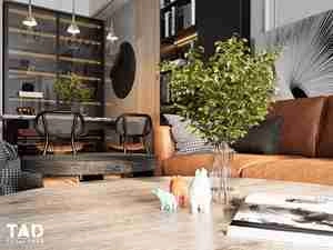 طراحی داخلی فضای نشیمن و آشپزخانه مدرن و لوکس برای اسکچاپ