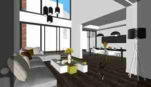 طراحی فضای روشن و دلباز به سبک مدرن برای اسکچاپ