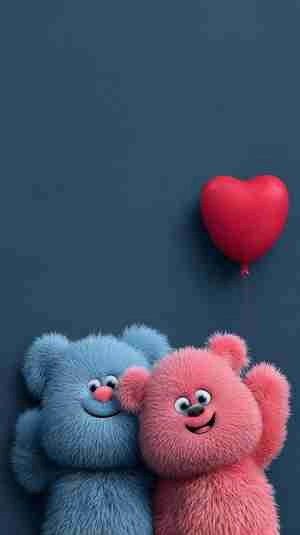 خرس آبی و صورتی با قلب