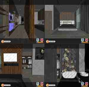 طراحی داخلی فضای اتاق خواب مستر مدرن و شیک برای اسکچاپ