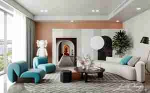 طراحی داخلی نشیمن مدرن برای اسکچاپ