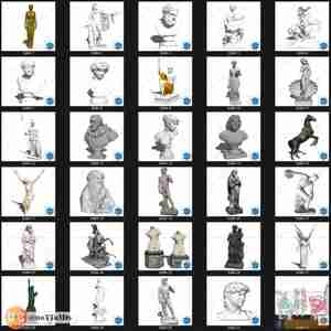 مجموعه مجسمه های کلاسیک و رومی برای اسکچاپ