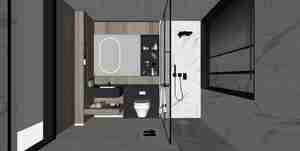 صحنه آماده حمام و سرویس بهداشتی مدرن برای اسکچاپ