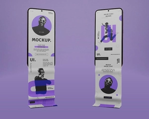 موکاپ موبایل با محتوا آویزان