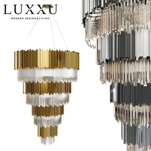 لوستر بزرگ کریستالی  در رنگ ها طلایی سفید و طوسیLuxxu EMPIRE chandelier