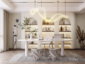 طراحی فضا داخلی اتاق کار مدرن و مینیمال برای اسکچاپ