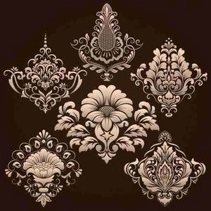 گل های هنری طرح داماسک damask ornamental