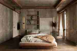 طراحی اتاق خواب به سبک روستای با چوب