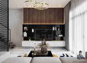 طراحی داخلی نشیمن و آشپزخانه مدرن برای اسکچاپ