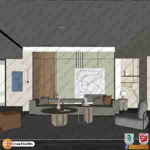 نشیمن مدرن و مینیمال با تم رنگی طوسی قهوه ای  برای اسکچاپ