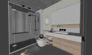 طراحی داخلی فضای سرویس بهداشتی و حمام برای اسکچاپ