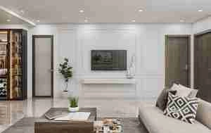 فضای داخلی آشپزخانه و نشیمن مدرن برای اسکچاپ