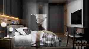 طراحی داخلی فضای اتاق خواب مستر مدرن و شیک برای اسکچاپ