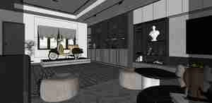 طراحی داخلی نشیمن و اتاق خواب مدرن و شیک برای اسکچاپ