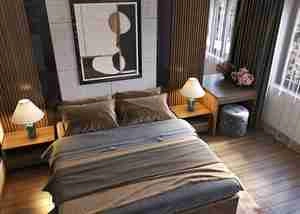 طراحی داخلی اتاق خواب مدرن با چوب از اسکچاپ