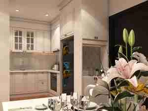 طراحی داخلی نشیمن و آشپزخانه به سبک کلاسیک برای اسکچاپ