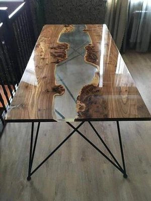 میز با اپوکسی شفاشف و چوب