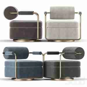 صندلی دسته دار مدرن با پایه طلایی گرد