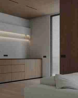 صحنه داخلی مدرن با استفاده از متریال چوب