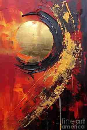 نقاشی هنری از ماه با تم قرمز